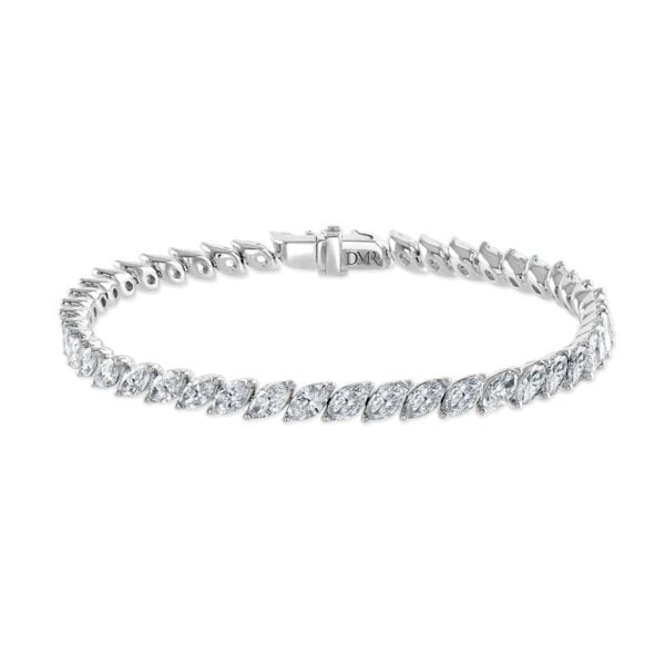 White Gold Marquise Cut Diamond Line Bracelet