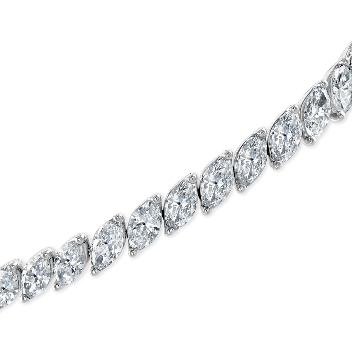 White Gold Marquise Cut Diamond Line Bracelet