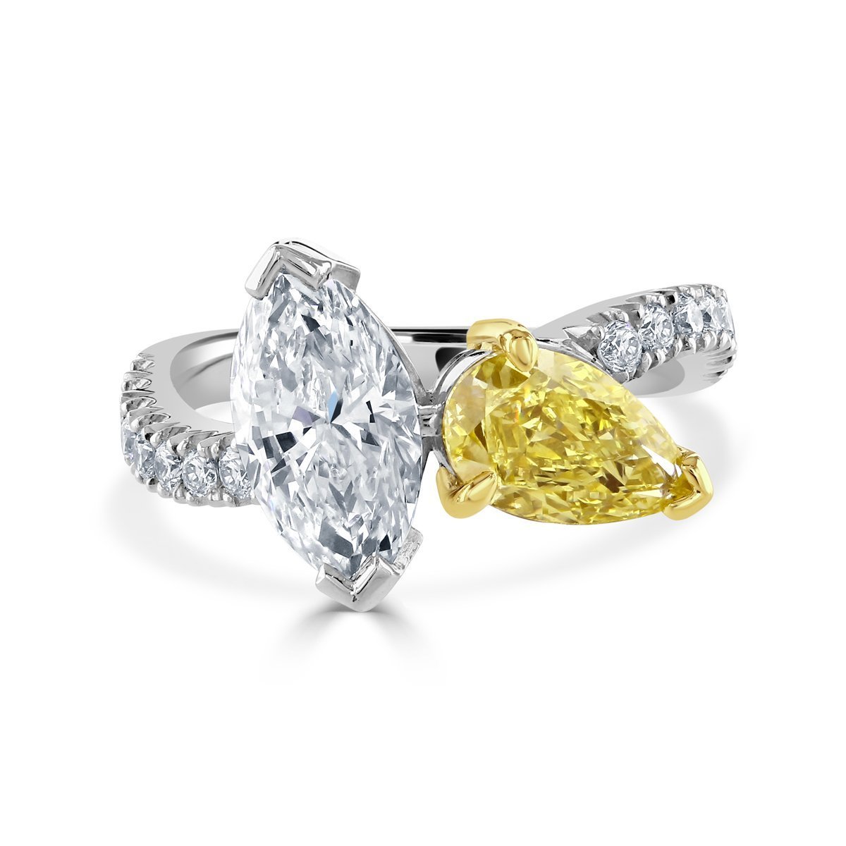 Toi et Moi Platinum & Yellow Gold Diamond Ring