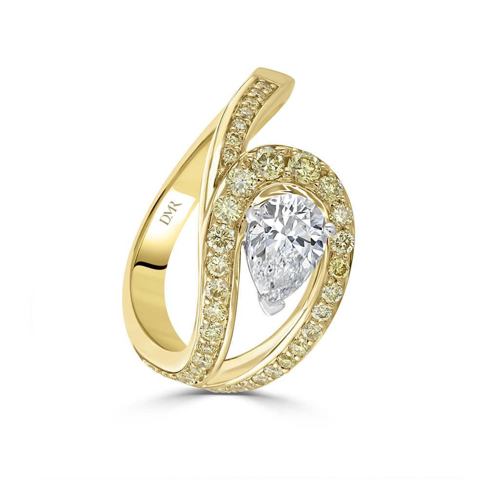 Ditto Yellow Gold & Platinum Pear Shape Diamond Ring