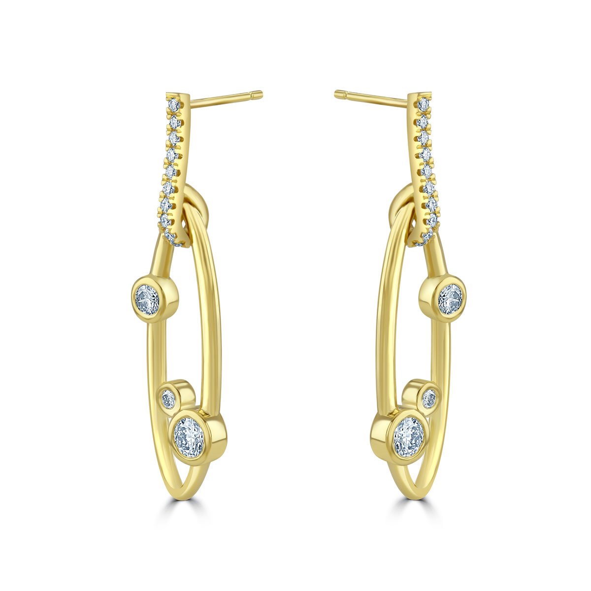 Lunar Yellow Gold Diamond Drop Earrings