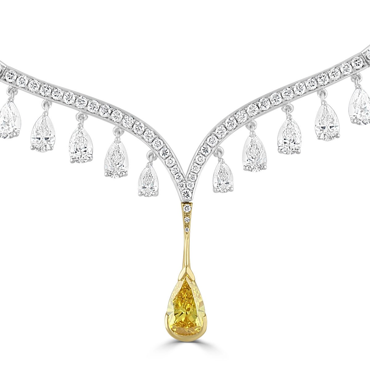 Pear Shape Yellow Diamond Necklace