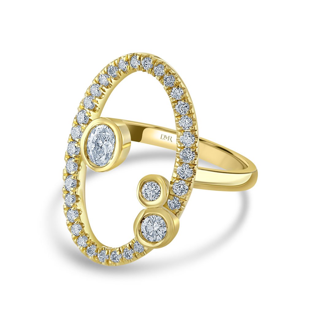 Lunar Yellow Gold Diamond Surround Dress Ring